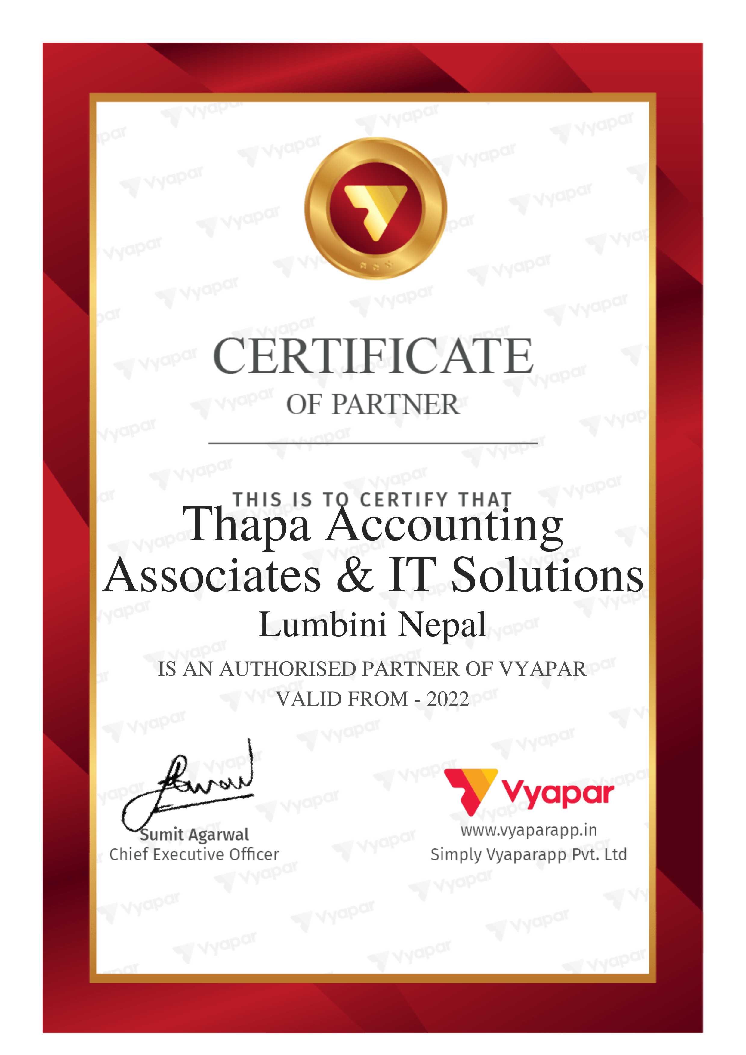 <h5> We are an Authorised Partner of Vyapar Software.</h5>